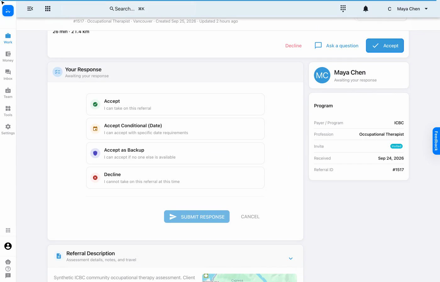 Four referral response options